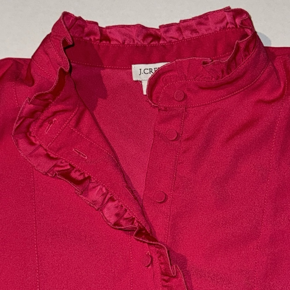 J.Crew Factory Women's 8 - Begonia Pink Ruffle-Trim Henley Tank Blouse‎ - Picture 6 of 7